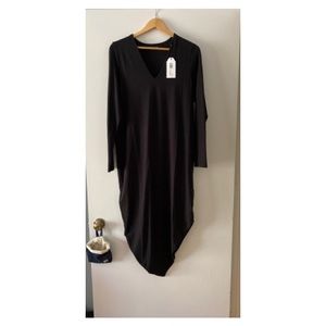 Universal Standard long sleeve v-neck dress, black